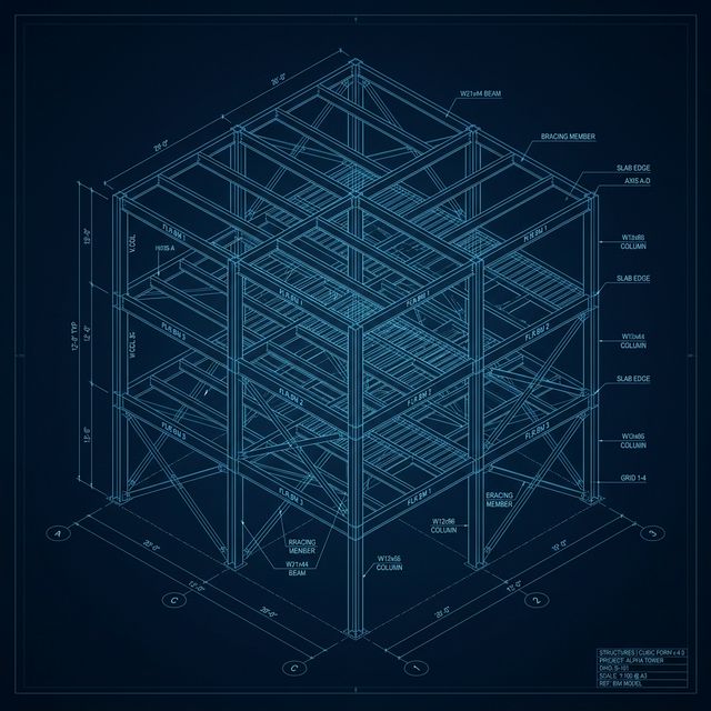 BIM wireframe cube